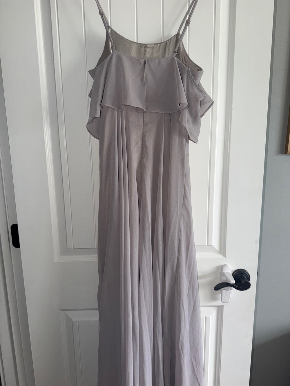 Morning Lavender Adele Grey Ruffle Maxi Dress